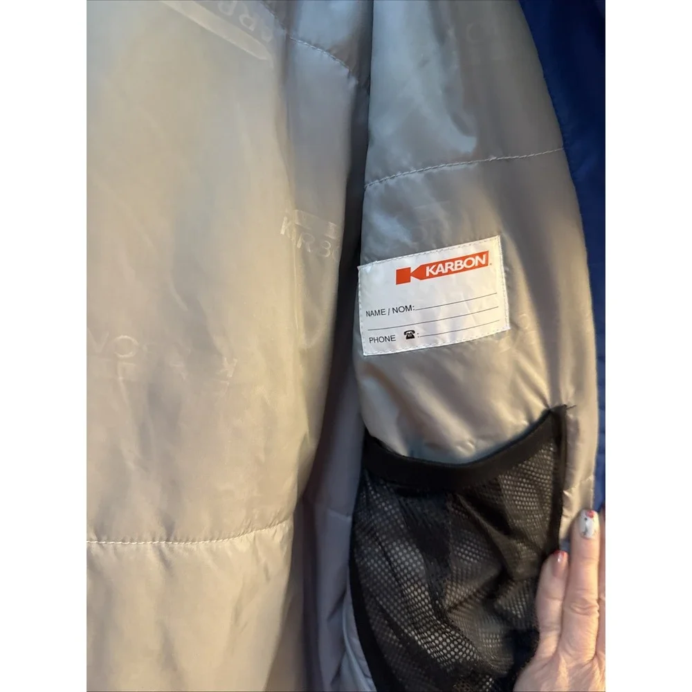 Karbon Kids Ski Snowboarding Jacket Blue Gray Hooded Sz 16‎ Winter Detach Hood